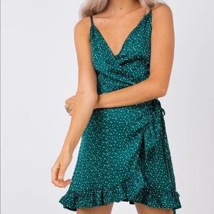 Princess Polly Green Polka Dot Mini Dress